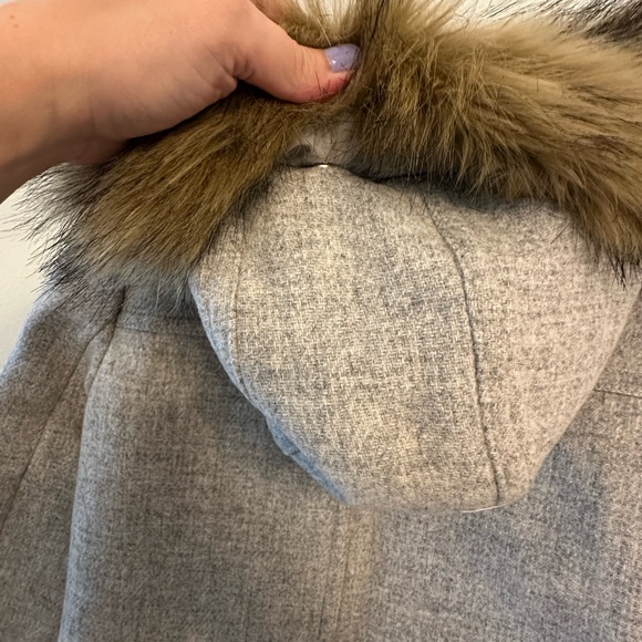 J. Crew Italian Wool Blend Pea Coat faux fur hood size 2 - Picture 5 of 9
